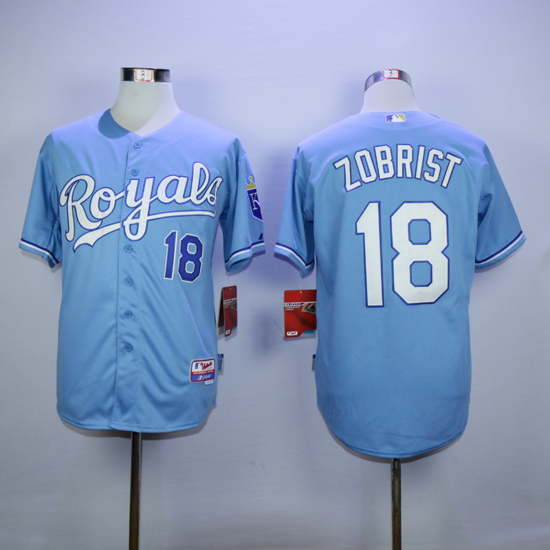 Men Kansas City Royals #18 Zobrist Light Blue MLB Jerseys->kansas city royals->MLB Jersey